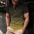 thumbnail image 2 of WREESH Men's Henley Shirts a Relaxed Short Sleeve Casual Shirt with Wave Gradient Print and Buttoned Placket Perfect for Warm Days Multicolor, 2 of 5