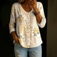 thumbnail image 2 of Women's Tops, Tees & Blouses Long Sleeve Full Print Bubble Wrinkled Retro Art Button Down Breathable Shirts Business Casual Tops for Women bovemsi, 2 of 6