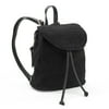 Black Shearling Mini Drawstring Backpack