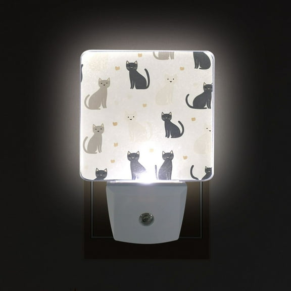 Yayeee LED Plug in Night Light for The Home with Auto Dusk to Dawn Light Sensors, 2 Pack, Black Cute Cats
