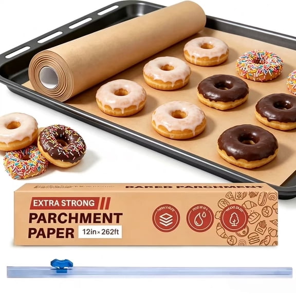 12 in x 262 ft Unbleached Parchment Paper Roll for Baking,260 Sq Cooking, Grilling, Air Fryer and Steaming