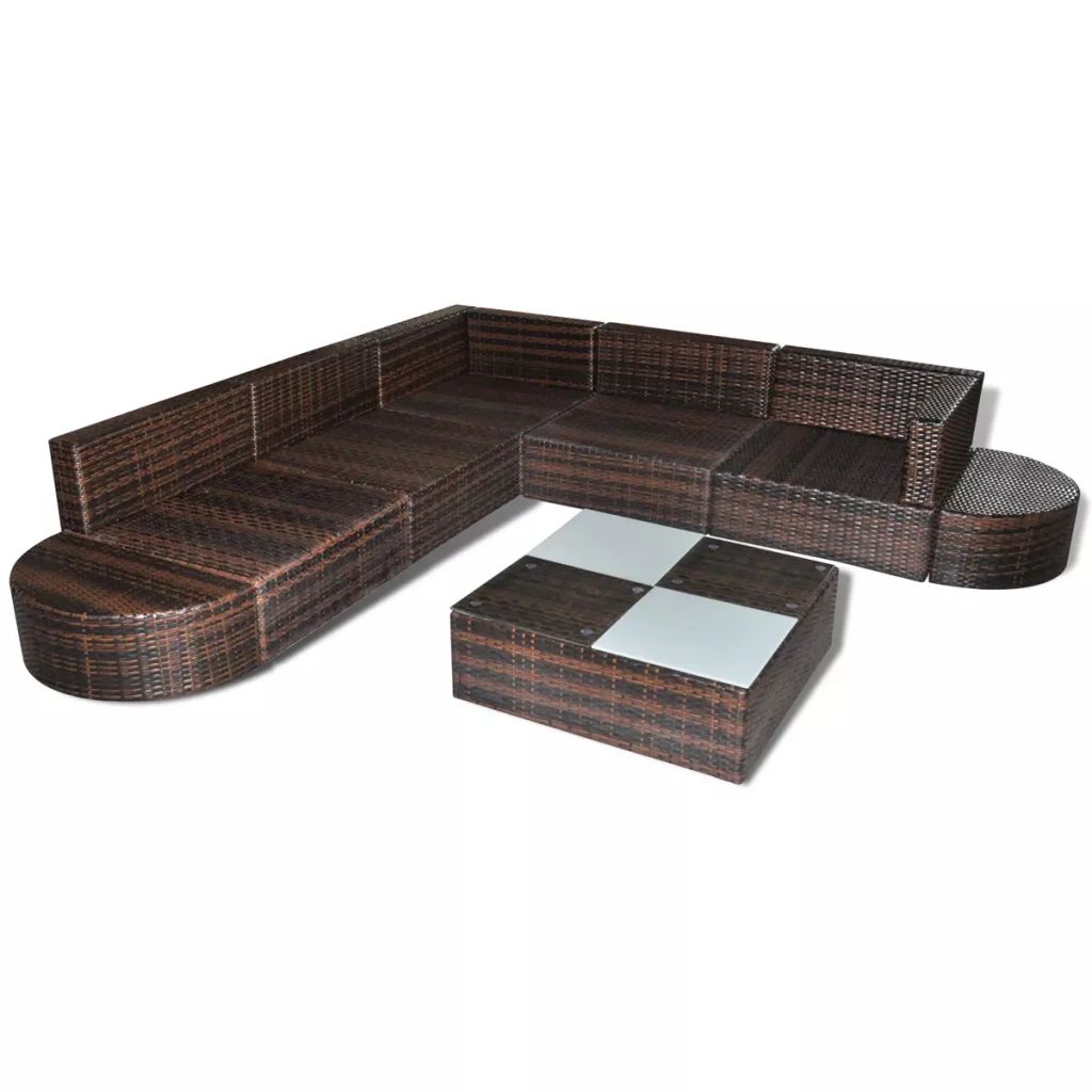 vidaXL 8 Piece Patio Lounge Set with Cushions Poly Rattan Brown - image 4 of 4