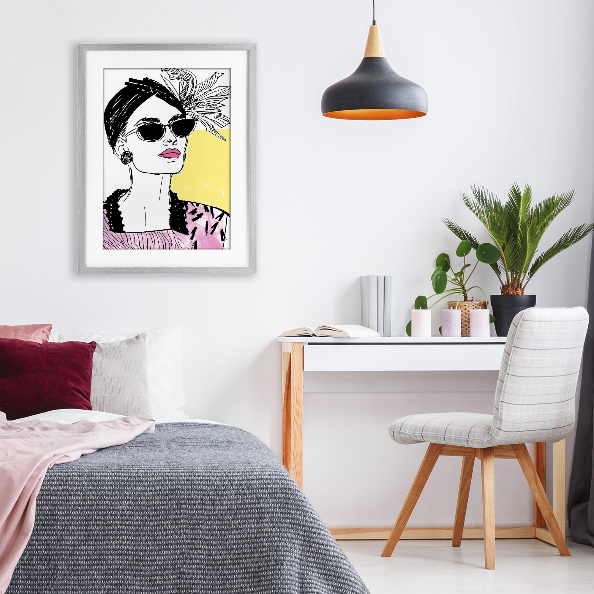 Stupell Industries The Rebel Muse Portrait Gray Framed Print Under Glass, design by Andrea Haase