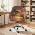 thumbnail image 2 of Whosucclay Sunset Palm Trees Print Curved Back Chair Covers Breathable Computer Chair Slipcover with Arms Washable Swivel Armrest Curved Back Cover for Office Banquet Vanity Bedroom, 2 of 7