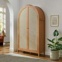 Modway Calista 79" Tall Wide Rattan Arched Storage Cabinet in Natural by Modway