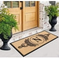 thumbnail image 5 of A1HC 30"x60" Natural Coir & Rubber Floral Monogrammed Door Mat, Thick Durable Heavy Duty Welcome Mat for Front Door, 5 of 7