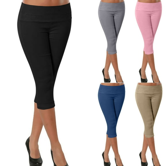 Feimerou Women Capri Leggings Tummy Control High Waisted Yoga Pants Slim Fit Soft Comfort Summer Casual Cropped Leggings