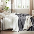 thumbnail image 3 of Moonlight 20015 Plush Sherpa Bed Blanket Super Soft Warm Ultra Cozy Reversible Fleece Queen Gray, 3 of 8