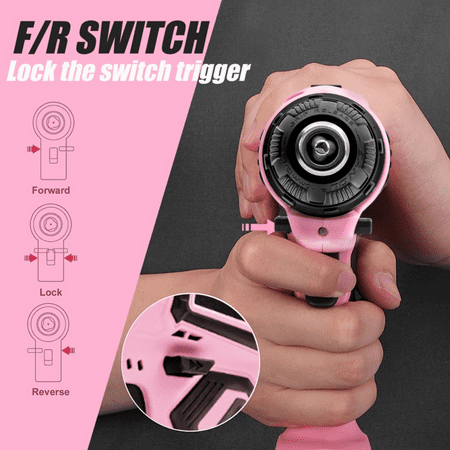 

YANGKJ Pink 12V Cordless Drill with 3/8‘‘ Keyless Chuck Electric Power Drill Kit with Battery and Charger for DIY Projects Featuring 2 Variable Speeds