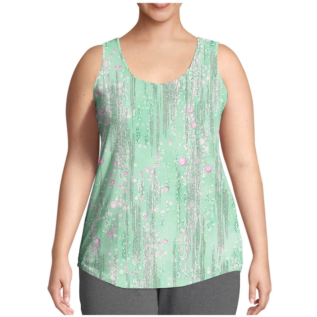 WRKEKC Débardeurs d'Été pour Femmes Imprimé Floral Col Rond Décontracté Grande Taille Cami pour Tenues d'Été et de Plage