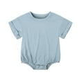 thumbnail image 1 of tarylea Baby Clothes for Toddler Girls Boys Short Sleeve Stretch Rompers Solid Color Button Jumpsuits Casual Loose Comfy Summer Basic Outfits for 3-24 Months, 1 of 8