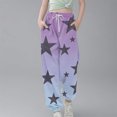 thumbnail image 2 of Girls Joggers Pants with Pockets Gradient Color Stars Printed Sweatpants Cinch Bottom Loose Wide Leg Trosuers (3-4 Years, Beige), 2 of 5