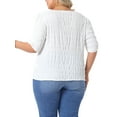 thumbnail image 3 of Agnes Orinda Women's Plus Size Tops Texture Pleated Notched V Neck Ruffle Short Sleeve Summer Casual Blouses 2X White, 3 of 6