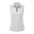 thumbnail image 5 of Craaazy Women's Slim Fit Sleeveless Lapel Collared Tops Half Zip Solid Color Athletic Workout Tank Tops Gift, 5 of 6