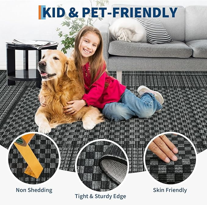 Washable Runner Rug 2x6 Kitchen Rugs Non Slip Washable Modern Black Indoor Entryway Rug Farmhouse Soft Bath Mat Stain Resistant Carpet for Bedroom Hallway Laundry 2'x6' Black