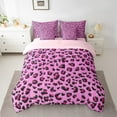 thumbnail image 2 of Manfei Pink Leopard Bedding Comforter Set 7pcs,Cheetah Print Queen Bedding Sets,Glitter Print Queen Sheet Sets For Girls Teens,Microfiber Bedroom Decor,Reversible, 2 of 8