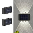 thumbnail image 2 of 2 uds colector Solar luces arriba y abajo lámparas solares impermeable interior exterior LED luz de pared para jardín Patio garaje camino de entrada, 2 of 8