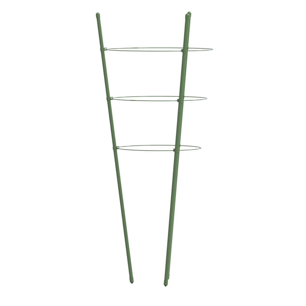 vidaXL Garden Plant Supports with 4 Rings Climbing Frame 5 Pcs Green Steel