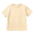 thumbnail image 4 of Gubotare Girls' Short Sets Baby Girl Summer Clothes Toddler Outfits Color Block Letter T-Shirts Tops Shorts Sets 3T 4T (Beige,3-4 Years), 4 of 5