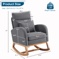 thumbnail image 4 of Hassch Upholstered Rocking Chair, Linen Fabric Glider Rocker with High Back, Accent Chair with Solid Wood Base, Reading Chair with Side Pocket for Living Room Bedroom Balcony, Gray, 4 of 8
