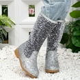 thumbnail image 5 of Mostsola Girls Boots Mid Calf Round Toe Glitter Toddler Western Riding Shoes Side Zipper Long Boots, 5 of 8