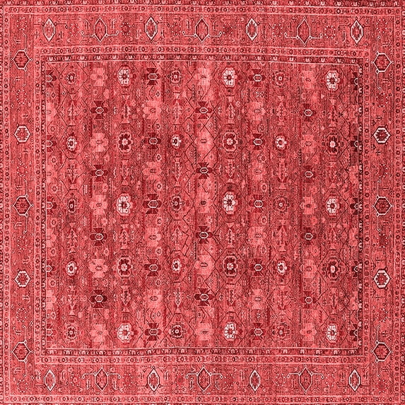 Ahgly Company Indoor Square Oriental Red Industrial Area Rugs, 4' Square