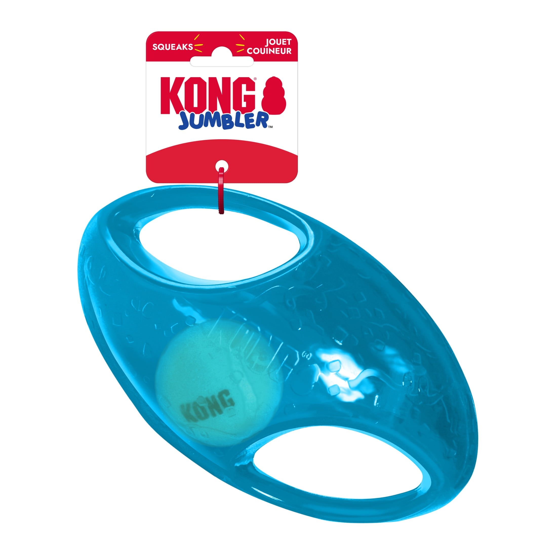 KONG Jumbler™ 2-in-1 Football Squeaker Dog Toy, Large/Extra Large, Blue