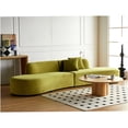 thumbnail image 2 of 132 Inch Olive Green Velvet Curved Sofa, 6 Seater Half Moon Couch with Pillows, Modern Luxury Sofa for Living Room, Apartment, 2 of 8