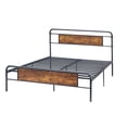 thumbnail image 1 of Bed Frame, Metal Platform Bed with Ample Storage Space Metal Slat Support Bed Frame with Wood Headboard No Box Spring Needed No Friction Noise, 1 of 8