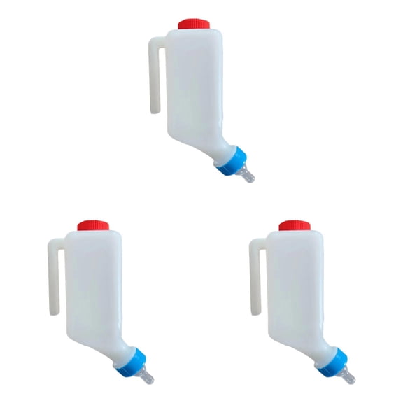 Lamb Baby Bottle with Measurement Scale - Hanging Milk Feeder for Goats, Sheep, Calves & Fawns - Slow/Medium Flow Soft Nipple Nursing Bottle with Ergonomic Handle & Detachable Design