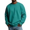 thumbnail image 3 of UDAUDU Mens Sweatshirts Casual Crewneck Pullover Cuffs Hem Relaxed Fit Trendy Fleece Tops for Autumn Winter Daily Commute Turquoise L, 3 of 9