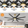thumbnail image 4 of Craftian 72in Modern Black Ceiling Fans with Lights and Remote Control, Ceiling Fans with 8 Aluminum Blades and 6 Speed, 4 of 10