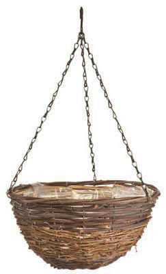 Panacea 88632 Rattan Natural Hanging Basket 12-Inch Black and Yellow 