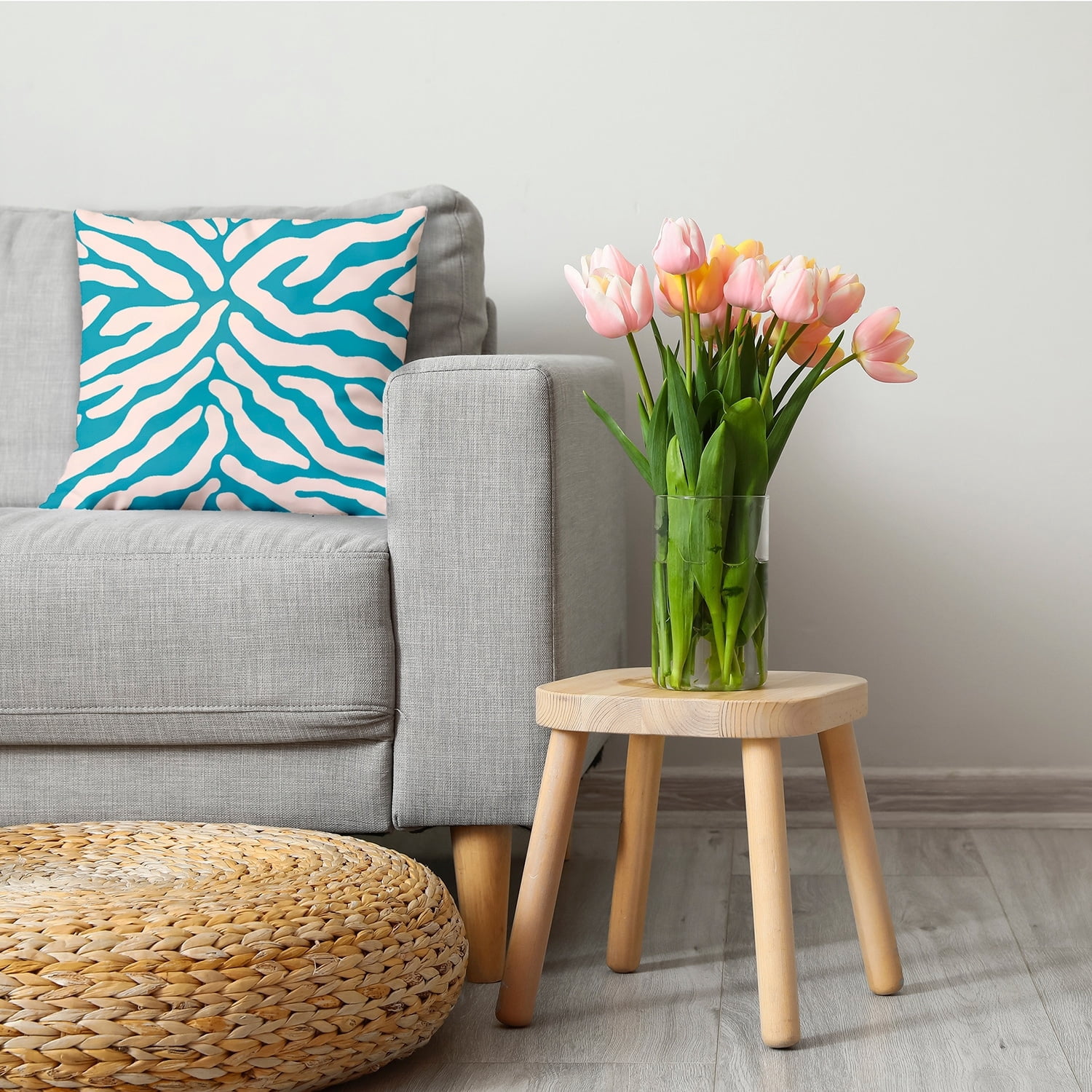 18" x 18" Simply Daisy Animal Stripe Decorative Throw Pillow