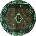 thumbnail image 1 of Ahgly Company Machine Washable Indoor Round Persian Turquoise Blue Traditional Area Rugs, 8' Round, 1 of 4