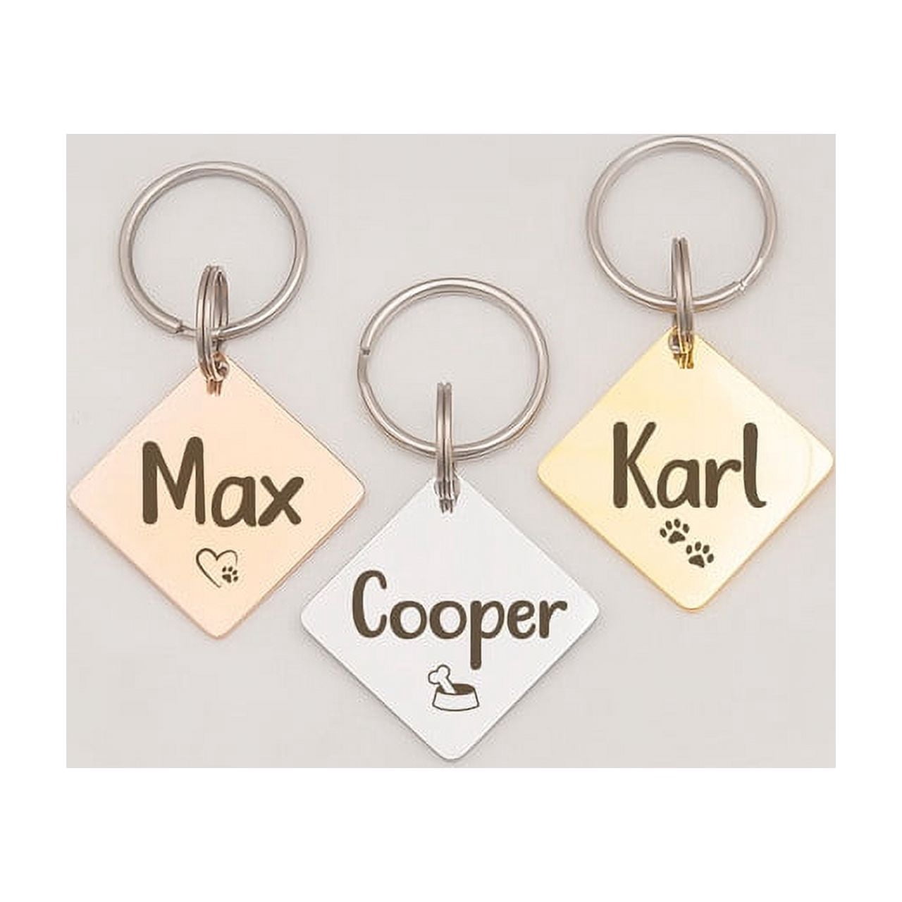 Anavia Stainless Steel Double Sided Diamond Name and Icon Engraved Dog & Cat ID Tag, Multi-color, L
