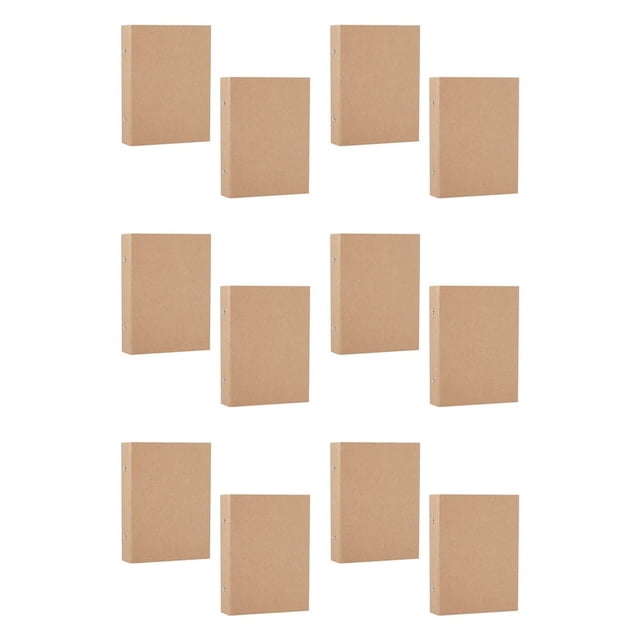 12Pcs A5 Refillable Ring Binder,A5 Kraft Paper Binder Tray with 2 Rings to Add Loose Sheets,A5 Kraft Paper Folders