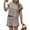 Khaki, variant on Short Sleeve Stripe Print Women 2 Pieces Lounge Sets Tops and Shorts Pants Sets