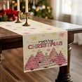 thumbnail image 3 of Merry Christmas Tree Pink Dining Table Runner, Xmas Pine Trees Gold Snowflake Burlap Kitchen Decoration, Winter Holiday Indoor Outdoor Home Decor Party Supply 13 x 72 Inches, 3 of 3