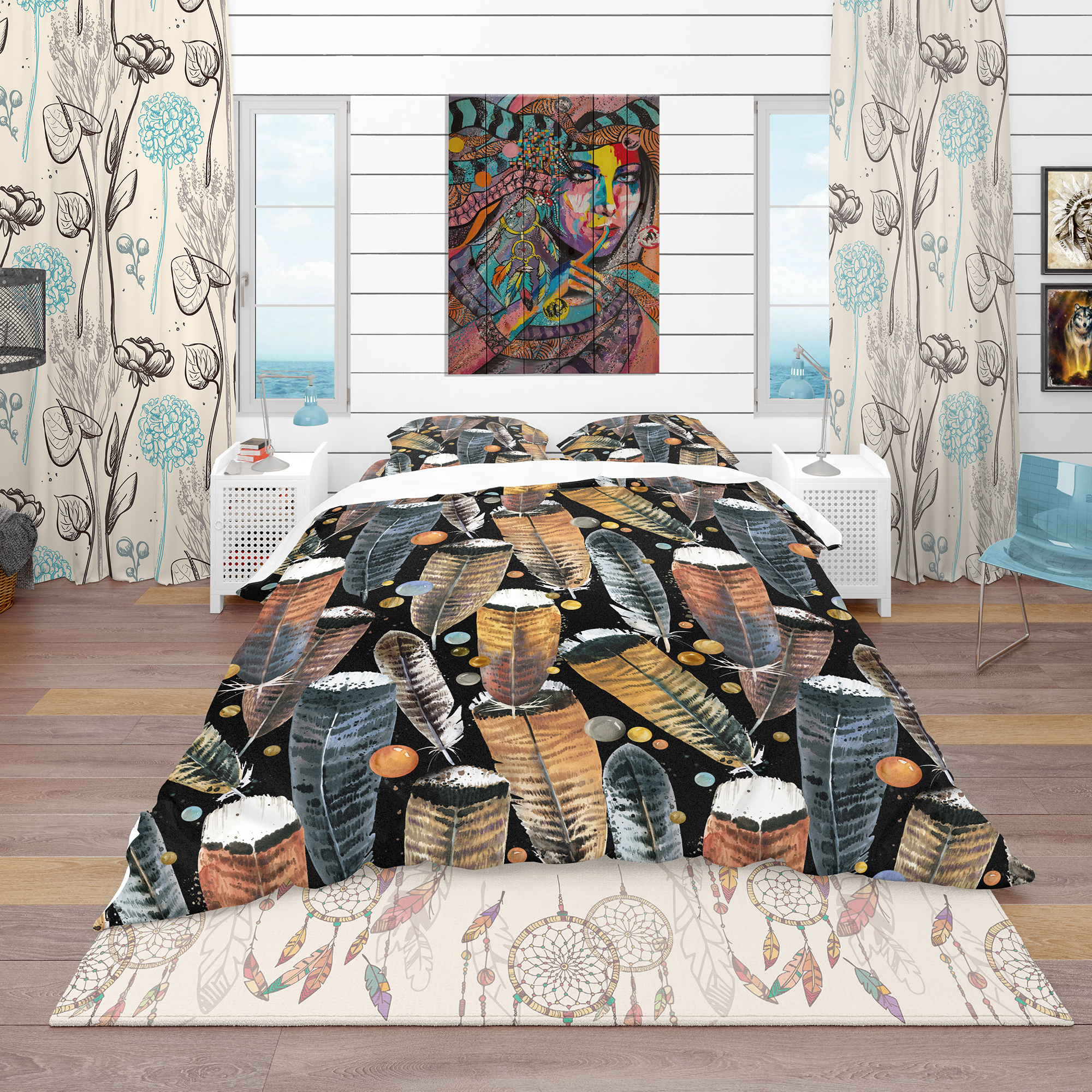 Designart 'Feathers Pattern' Southwestern Duvet Cover Set