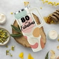 thumbnail image 2 of 80th Birthday Gifts for Women 80 & Fabulous Boho Bohemian Birthday Gift Ideas for Daughter Wife Mom Grandma 40oz Tumbler Cup With Handle, Beige, 2 of 6