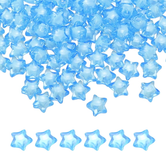Uxcell 250pcs Acrylic Star Beads, 11mm Star-Shaped Pony Loose Spacer Beads for Bracelets Jewelry Making DIY Crafts, Sky Blue