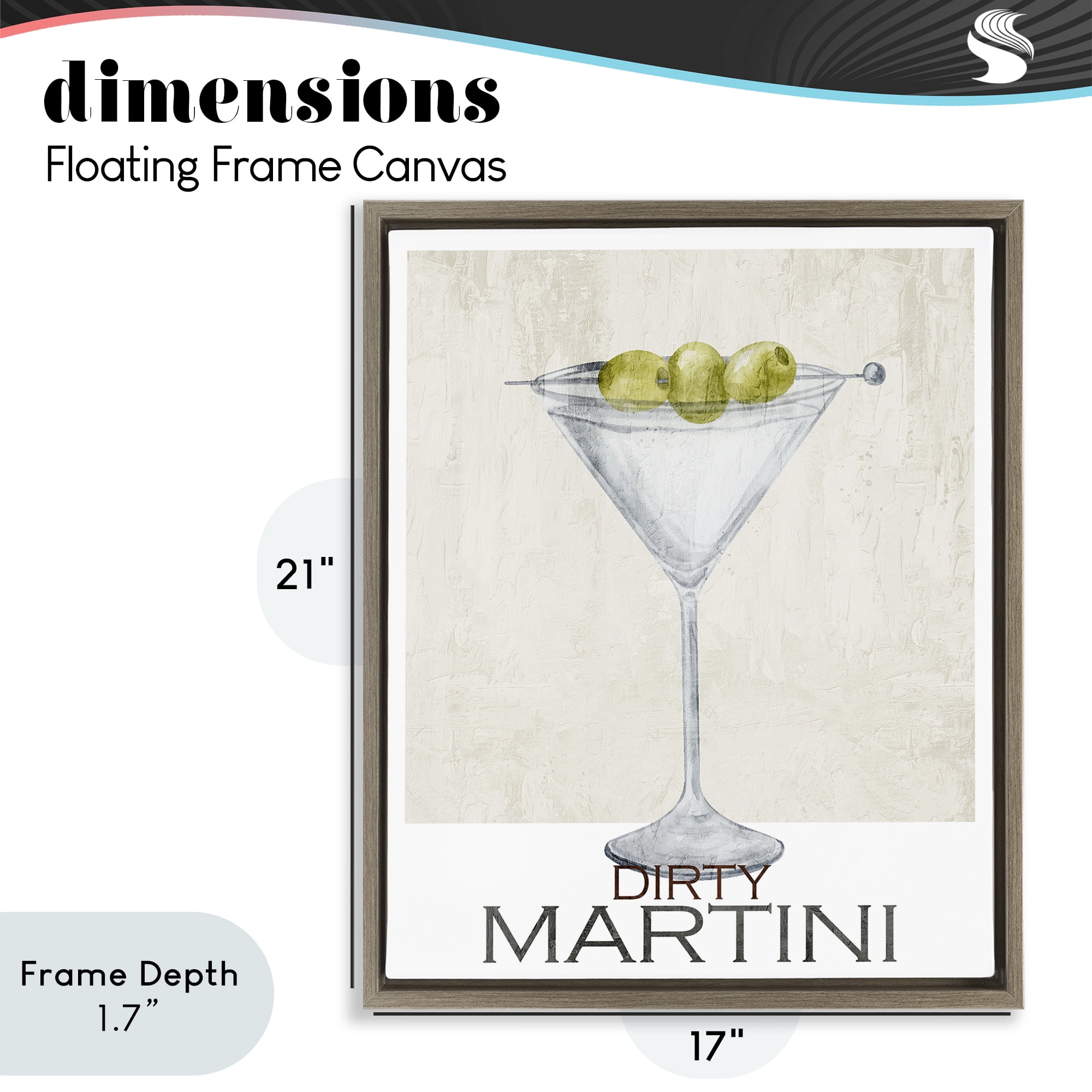 Stupell Industries Dirty Martini Olives Brown Framed Floater Canvas Wall Art, design by Kim Allen