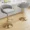 Gray  1006 2, variant on Lessmore Modern Velvet Swivel Bar Stool Set of 2 - Adjustable Height with Backrest, Gray, Gold Base