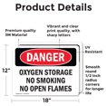 thumbnail image 2 of (2 Pack) Oxygen Storage No Smoking No Open Flames OSHA Danger Sign, 2 of 7