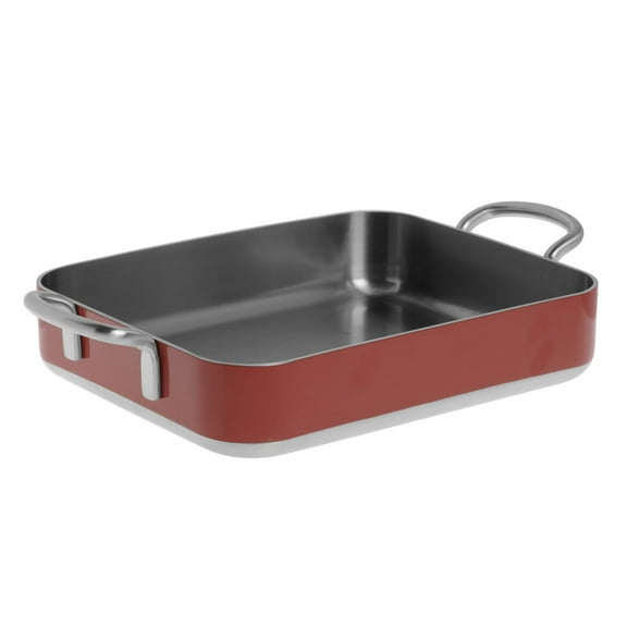 HUBERT Casserole Pan, 5-Ply Stainless Steel Red 11 2/5"L x 9 1/2"W x 2 9/25"H - 11 2/5"L x 9 1/2"W x 2 9/25"H