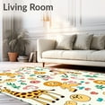 thumbnail image 2 of ODIKA 2'x3' Machine Washable Non-Slip Area Rug, Savanna Parade Playful Giraffe Lion Monkey Zebra Animal Friends High Traffic Rug, Yellow, 684040, 2 of 7