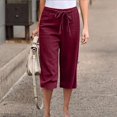thumbnail image 2 of Women High Waisted Wide Leg Pants Drawstring Elastic Trousers Comfy Straight Leg Fashion Long Pants With Pockets, 2 of 5
