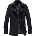 thumbnail image 1 of Abrigos de lana para hombre gabardina de invierno CHAO color negro talla M, 1 of 5