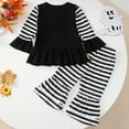 thumbnail image 4 of REgarm Toddler Baby Girl Halloween Outfit 2 Piece Bell Bottom Fall Winter Clothes Long Sleeve Ghost Pumpkin Sweatshirt Flare Pants Set,6-12 Months, 4 of 7
